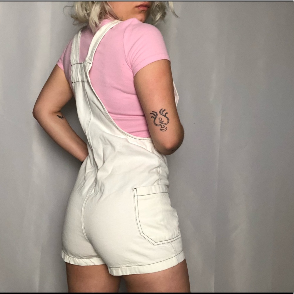 White BDG Urban Outfitters Overall Shorts